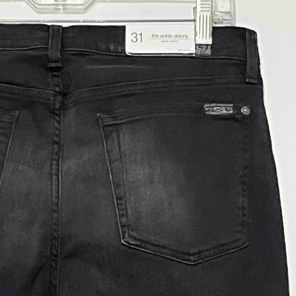 7 FOR ALL MANKIND Black Distressed Ankle Skinny Jeans Size 31 NWT - Picture 11 of 15